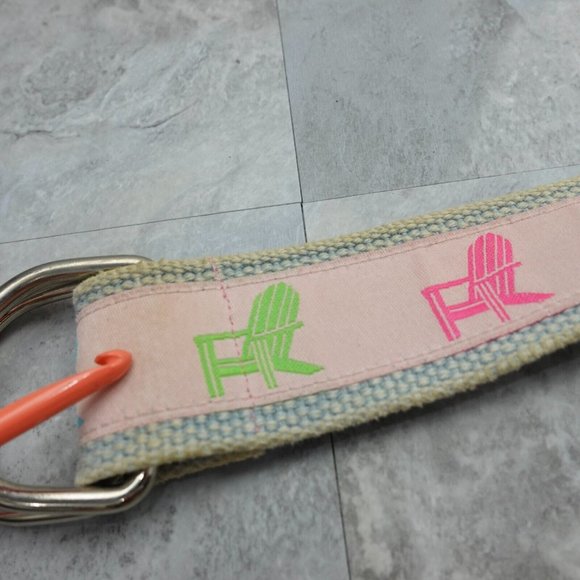 Preppy Belt Womens Size Medium Metal D Ring Buckle Porch Chair Canvas Webbed Y2K - Picture 9 of 16